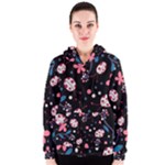 Pink ladybugs and flowers  Women s Zipper Hoodie