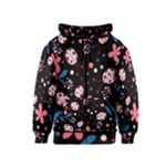 Pink ladybugs and flowers  Kids  Zipper Hoodie