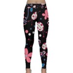 Pink ladybugs and flowers  Classic Yoga Leggings