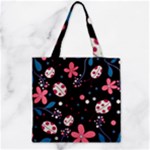 Pink ladybugs and flowers  Zipper Grocery Tote Bag