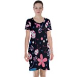 Pink ladybugs and flowers  Short Sleeve Nightdress