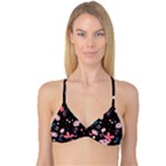 Pink ladybugs and flowers  Reversible Tri Bikini Top