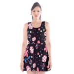 Pink ladybugs and flowers  Scoop Neck Skater Dress