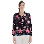 Pink ladybugs and flowers  Wind Breaker (Women)