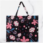 Pink ladybugs and flowers  Zipper Large Tote Bag