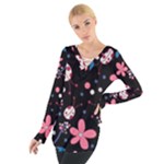 Pink ladybugs and flowers  Women s Tie Up Tee