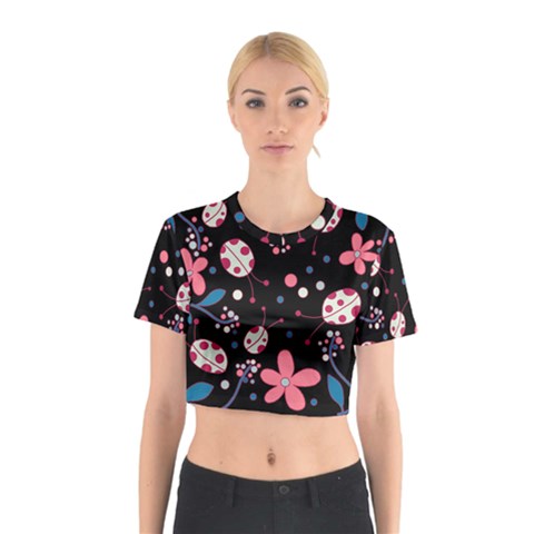 Pink ladybugs and flowers  Cotton Crop Top from ArtsNow.com