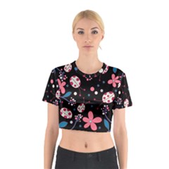 Pink ladybugs and flowers  Cotton Crop Top from ArtsNow.com