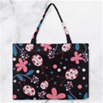 Pink ladybugs and flowers  Medium Zipper Tote Bag