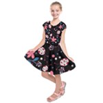 Pink ladybugs and flowers  Kids  Short Sleeve Dress