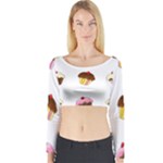 Colorful cupcakes  Long Sleeve Crop Top