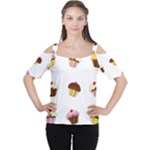 Colorful cupcakes  Women s Cutout Shoulder Tee