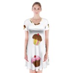 Colorful cupcakes  Short Sleeve V-neck Flare Dress