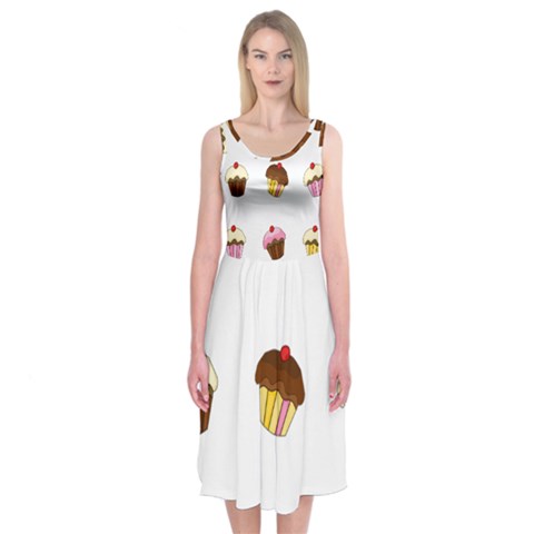 Colorful cupcakes  Midi Sleeveless Dress from ArtsNow.com