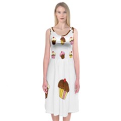 Colorful cupcakes  Midi Sleeveless Dress from ArtsNow.com