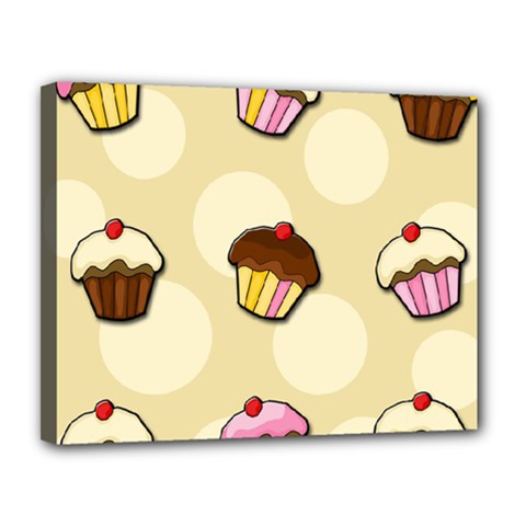 Colorful cupcakes pattern Canvas 14  x 11  from ArtsNow.com