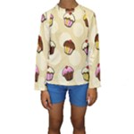 Colorful cupcakes pattern Kids  Long Sleeve Swimwear