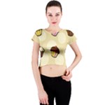 Colorful cupcakes pattern Crew Neck Crop Top