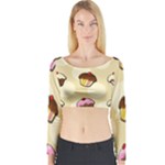 Colorful cupcakes pattern Long Sleeve Crop Top