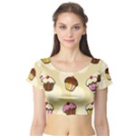 Colorful cupcakes pattern Short Sleeve Crop Top (Tight Fit)