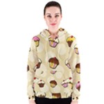 Colorful cupcakes pattern Women s Zipper Hoodie