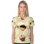 Colorful cupcakes pattern Women s V-Neck Sport Mesh Tee