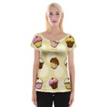 Colorful cupcakes pattern Women s Cap Sleeve Top