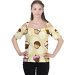 Colorful cupcakes pattern Women s Cutout Shoulder Tee