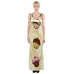 Colorful cupcakes pattern Maxi Thigh Split Dress