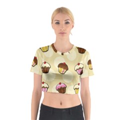 Colorful cupcakes pattern Cotton Crop Top from ArtsNow.com