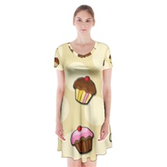 Colorful cupcakes pattern Short Sleeve V