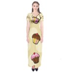 Colorful cupcakes pattern Short Sleeve Maxi Dress