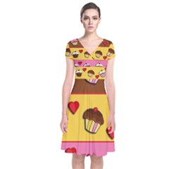 Short Sleeve Front Wrap Dress 