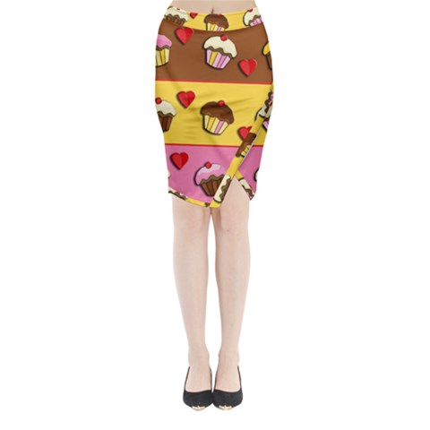 Love cupcakes Midi Wrap Pencil Skirt from ArtsNow.com