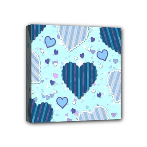 Light and Dark Blue Hearts Mini Canvas 4  x 4  from ArtsNow.com
