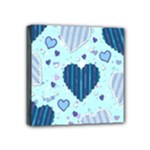 Light and Dark Blue Hearts Mini Canvas 4  x 4 