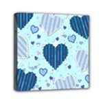 Light and Dark Blue Hearts Mini Canvas 6  x 6 