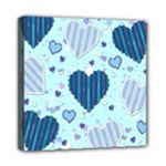 Light and Dark Blue Hearts Mini Canvas 8  x 8 