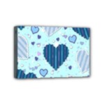 Light and Dark Blue Hearts Mini Canvas 6  x 4 