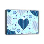 Light and Dark Blue Hearts Mini Canvas 7  x 5 