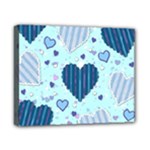 Light and Dark Blue Hearts Canvas 10  x 8 