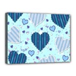 Light and Dark Blue Hearts Canvas 16  x 12 