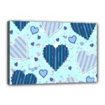 Light and Dark Blue Hearts Canvas 18  x 12 