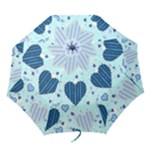 Light and Dark Blue Hearts Folding Umbrellas