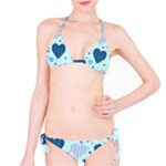 Light and Dark Blue Hearts Bikini Set