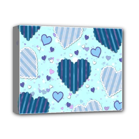 Light and Dark Blue Hearts Deluxe Canvas 14  x 11  from ArtsNow.com