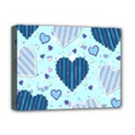 Light and Dark Blue Hearts Deluxe Canvas 16  x 12  