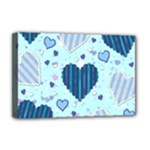 Light and Dark Blue Hearts Deluxe Canvas 18  x 12  