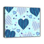 Light and Dark Blue Hearts Deluxe Canvas 20  x 16  