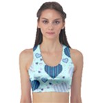 Light and Dark Blue Hearts Sports Bra